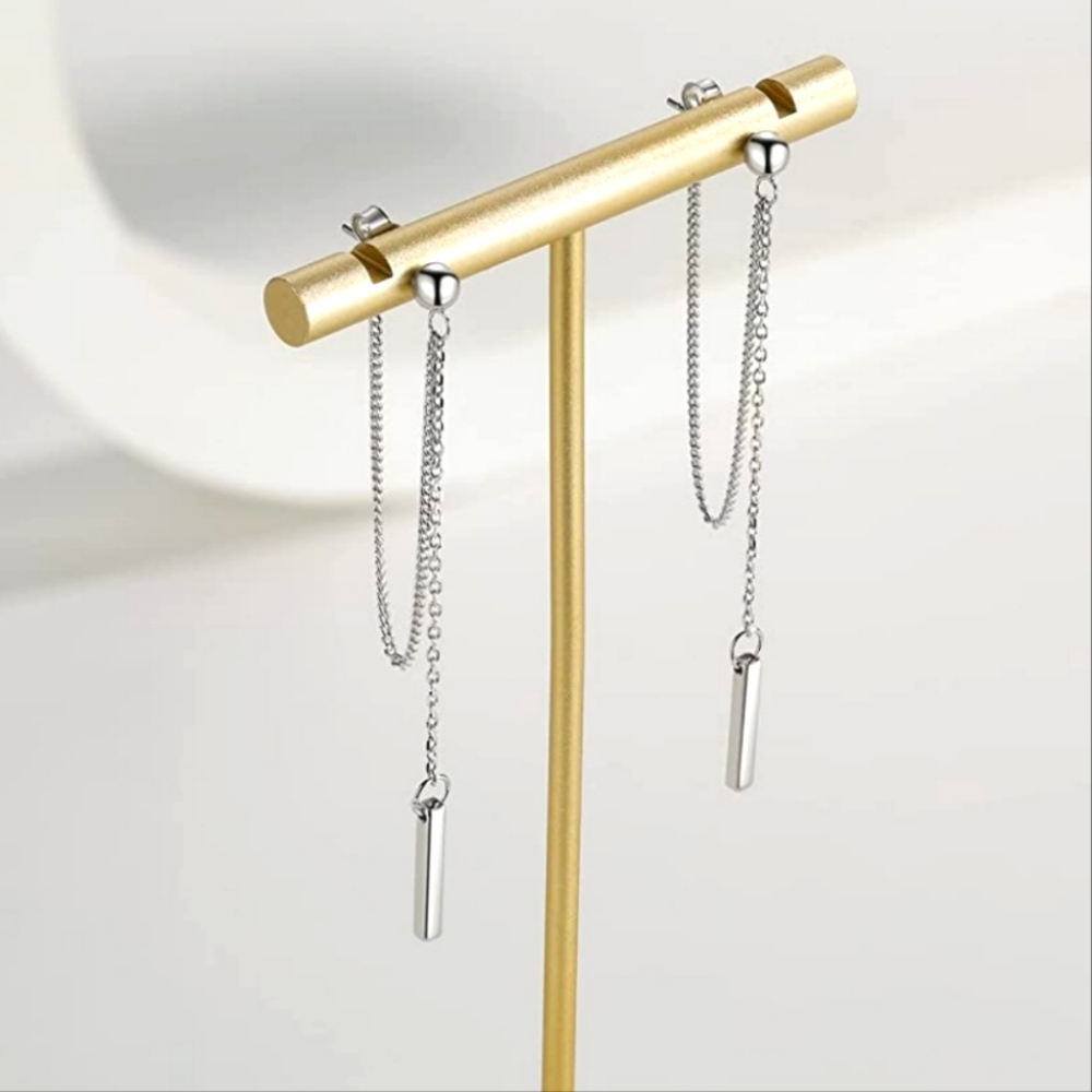 Chain Earrings for Women 18K Gold Plated